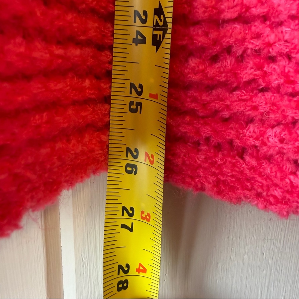 Aerie Vibrant Pink Cowl Neck Loose Knit Sweater, Size Medium - Picture 6 of 6